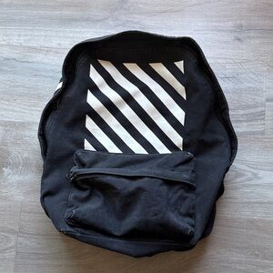 Off-White Diagonal Striped Black Backpack